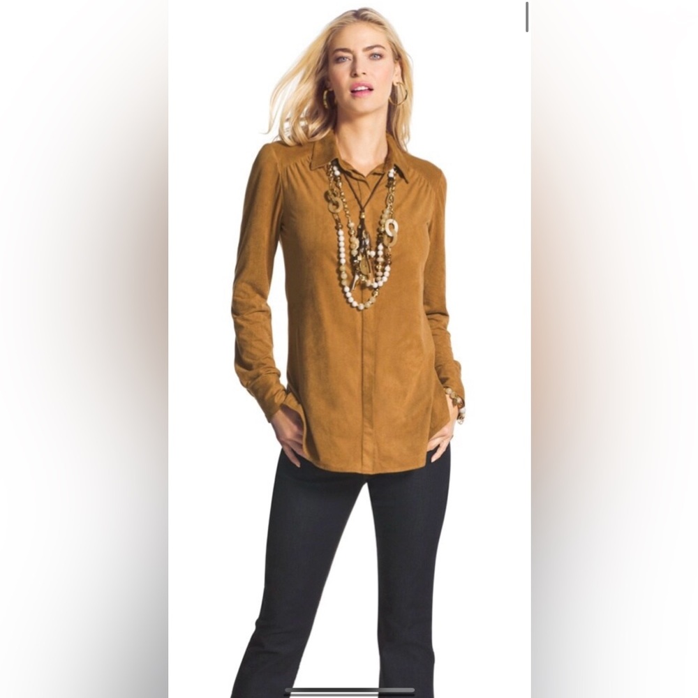 EUC Chico’s Smooth Faux-Suede Reza Shirt Size 0